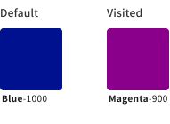 スクリーンショット：リンクカラーの組み合わせスタイル例のカラーチップ。リンクカラーが青、ビジテッドカラーがマゼンタのパターン。