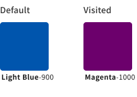 スクリーンショット：リンクカラーの組み合わせスタイル例のカラーチップ。リンクカラーがやや暗いライトブルー、ビジテッドカラーがマゼンタのパターン。